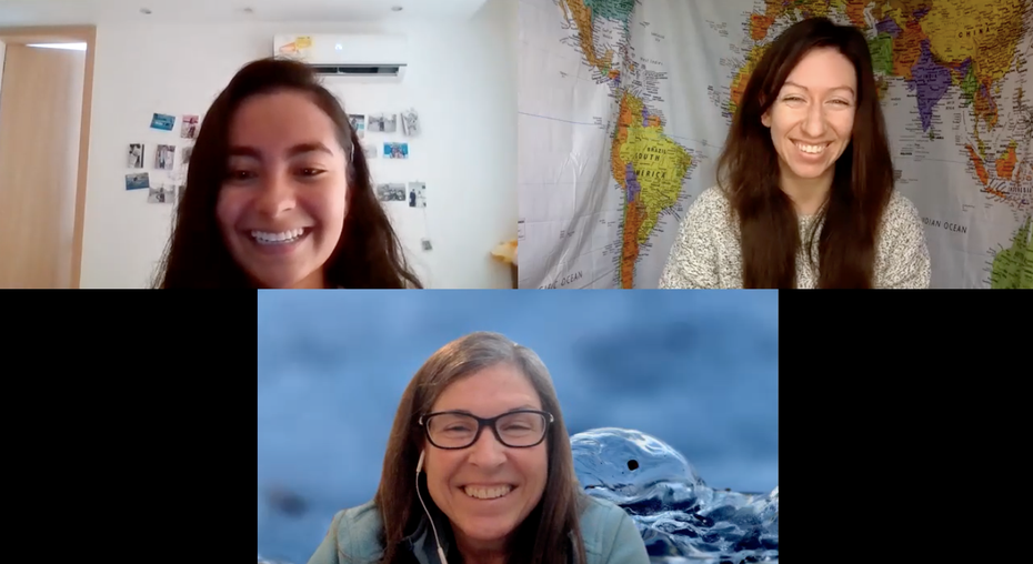 Diana Angelica Medina Puerto (top left), Instructor Kayleigh Graham (top right), and Canadian swimming icon Vicki Keith (bottom center).